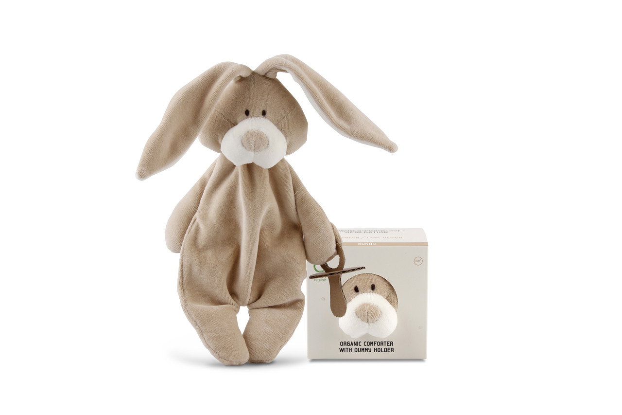 Комфортер с держателем пустышки Зайчик из органического хлопка Wooly organic