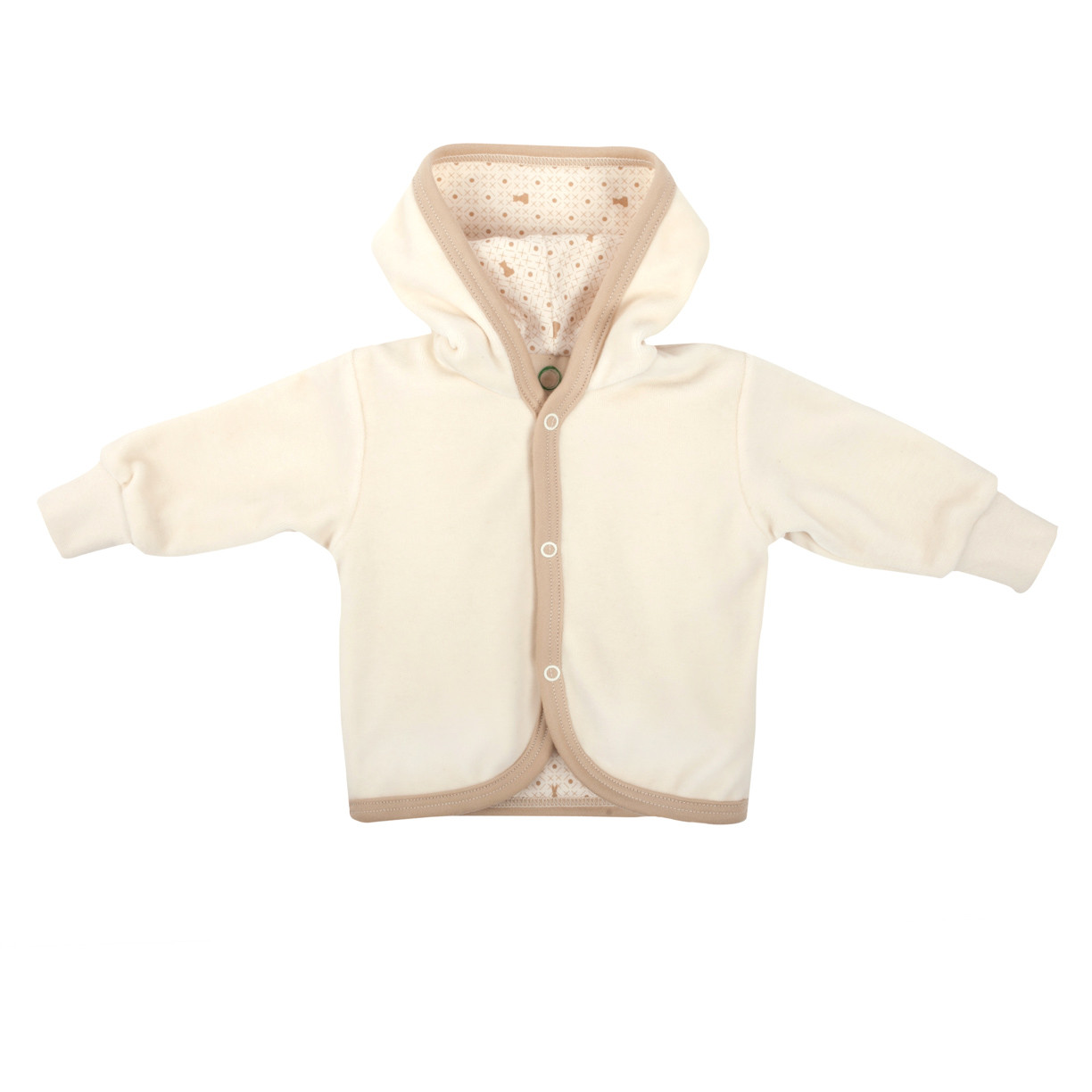 Велюровая молочная кофта из органического хлопка Wooly organic с капюшоном. Размеры: 56, 62 62