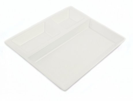 Трехсекционное блюдо из меламина 27 x 22,5 x 2,5 см белое