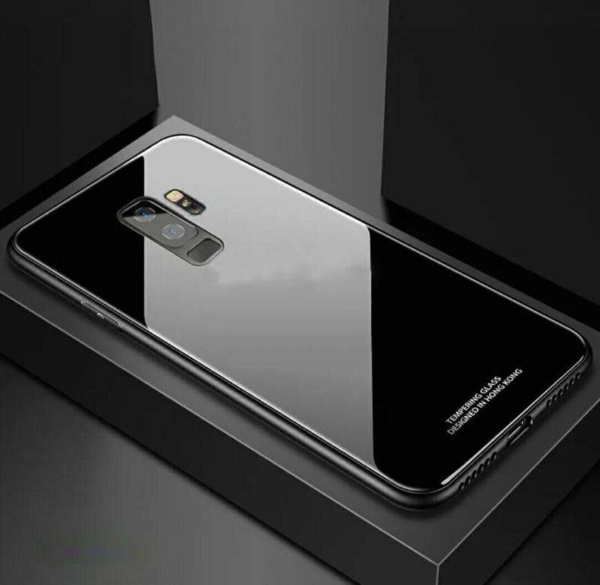 Силиконовый чехол со Стеклянной крышкой для Samsung Galaxy J6 (2018) / J600 цвет Чёрный