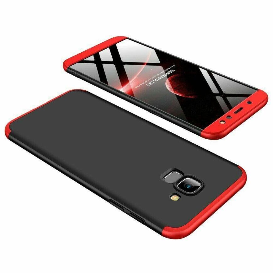 Чехол GKK 360 градусов для Samsung Galaxy J6 (2018) / J600 цвет Чёрно-Красный
