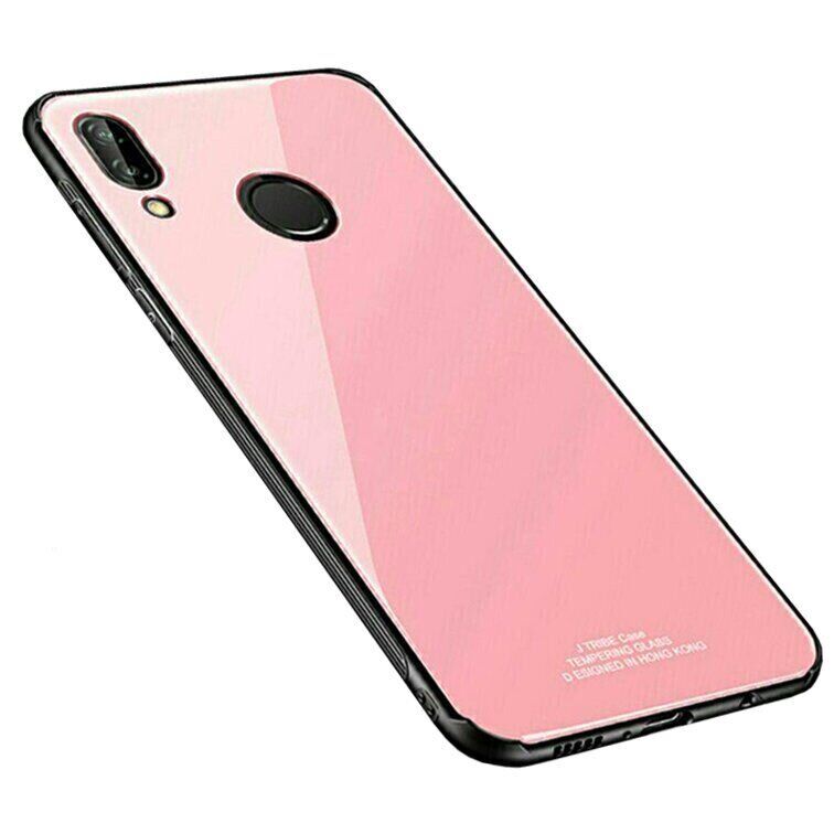 Силиконовый чехол со Стеклянной крышкой для Huawei P Smart Plus цвет Розовый
