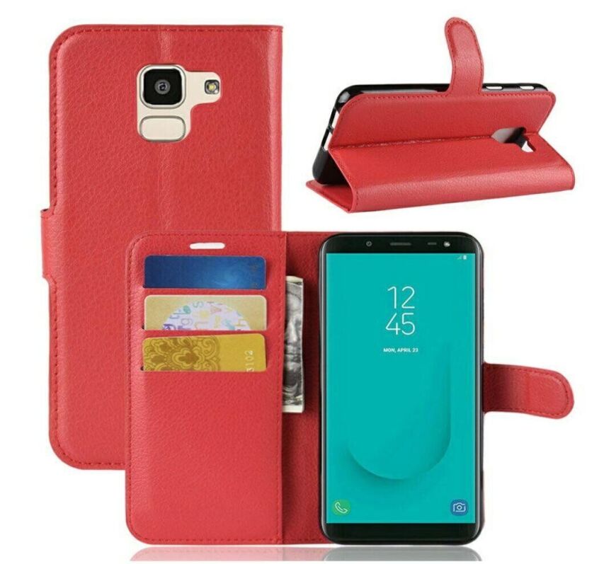 Чехол-Книжка с карманами для карт для Samsung Galaxy J6 (2018) / J600 цвет Красный