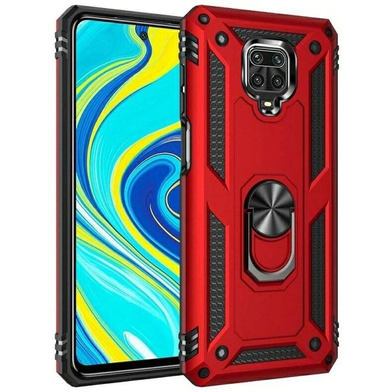 Чехол с кольцом Defender для Xiaomi Redmi Note 9s / Note 9 Pro цвет Красный