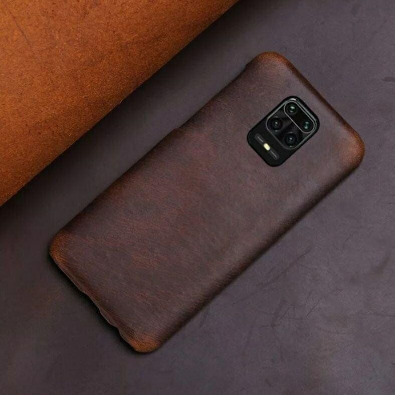 Кожаный чехол бампер Crazy Horse для Xiaomi Redmi Note 9s / 9 Pro цвет Коричневый