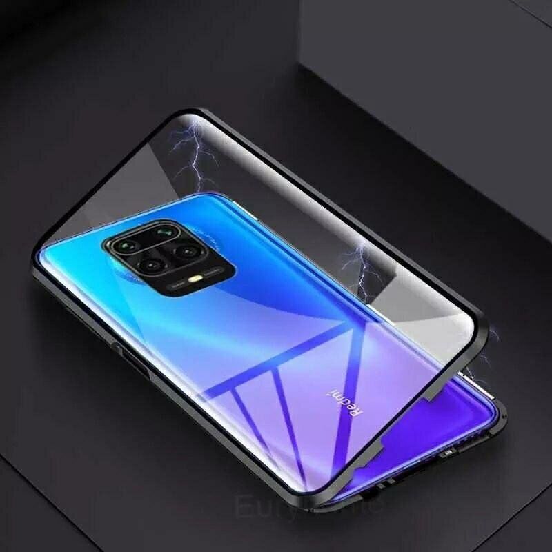 Магнитный чехол с защитным стеклом для Xiaomi Redmi Note 9s / Note 9 Pro цвет Чёрный