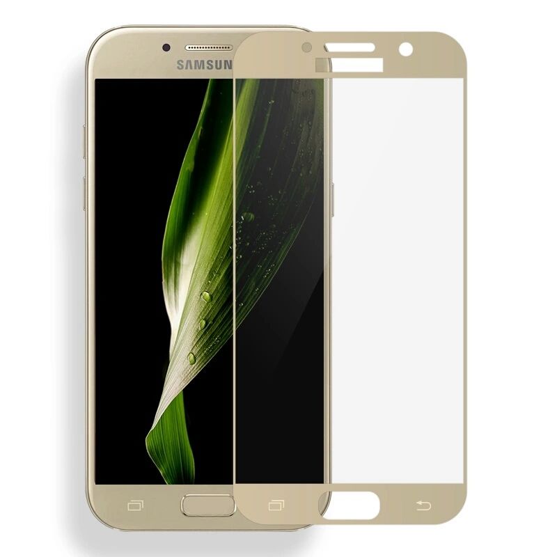 Защитное стекло 2.5D на весь экран для Samsung Galaxy A7 (2017) / A720 цвет Золотой