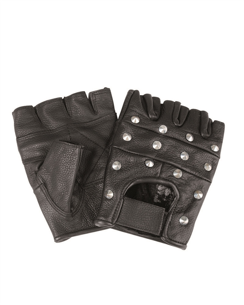 Перчатки байкерские обрезанные с клёпками (Black)