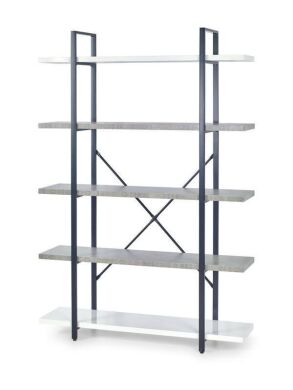 Стеллаж Halmar STONNO REG-2 Белый бетон, Черный