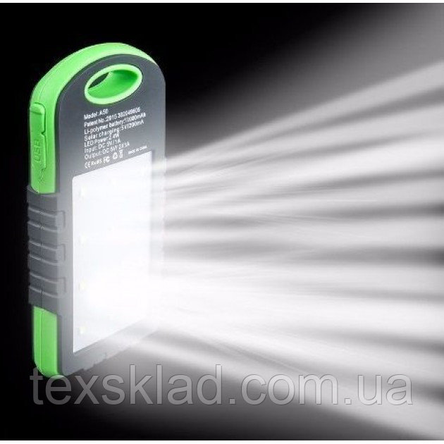 Павер Банк Влагостойкий Pawer Bank UKC 28 000 mAh с солнечной зарядкой и фонариком