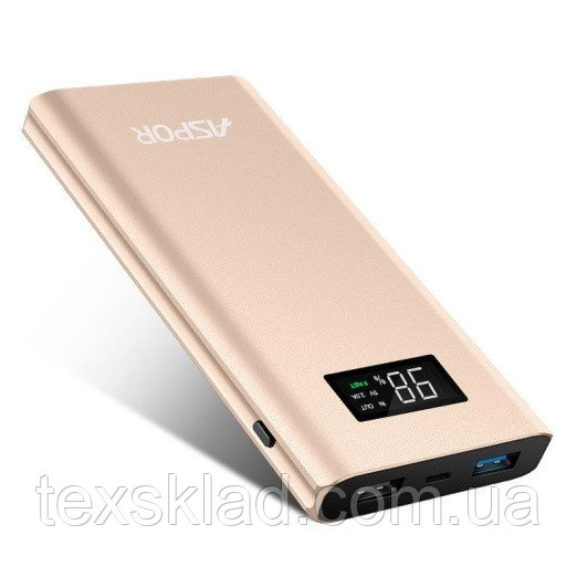 Power Bank Внешний аккумулятор Aspor 10000mAh с дисплеем заряда