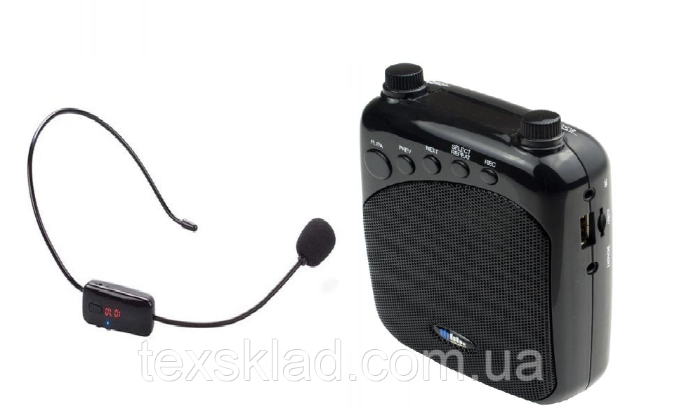 Усилитель голоса с беспроводным микрофоном FM WM-777 (USB/аккумулятор)