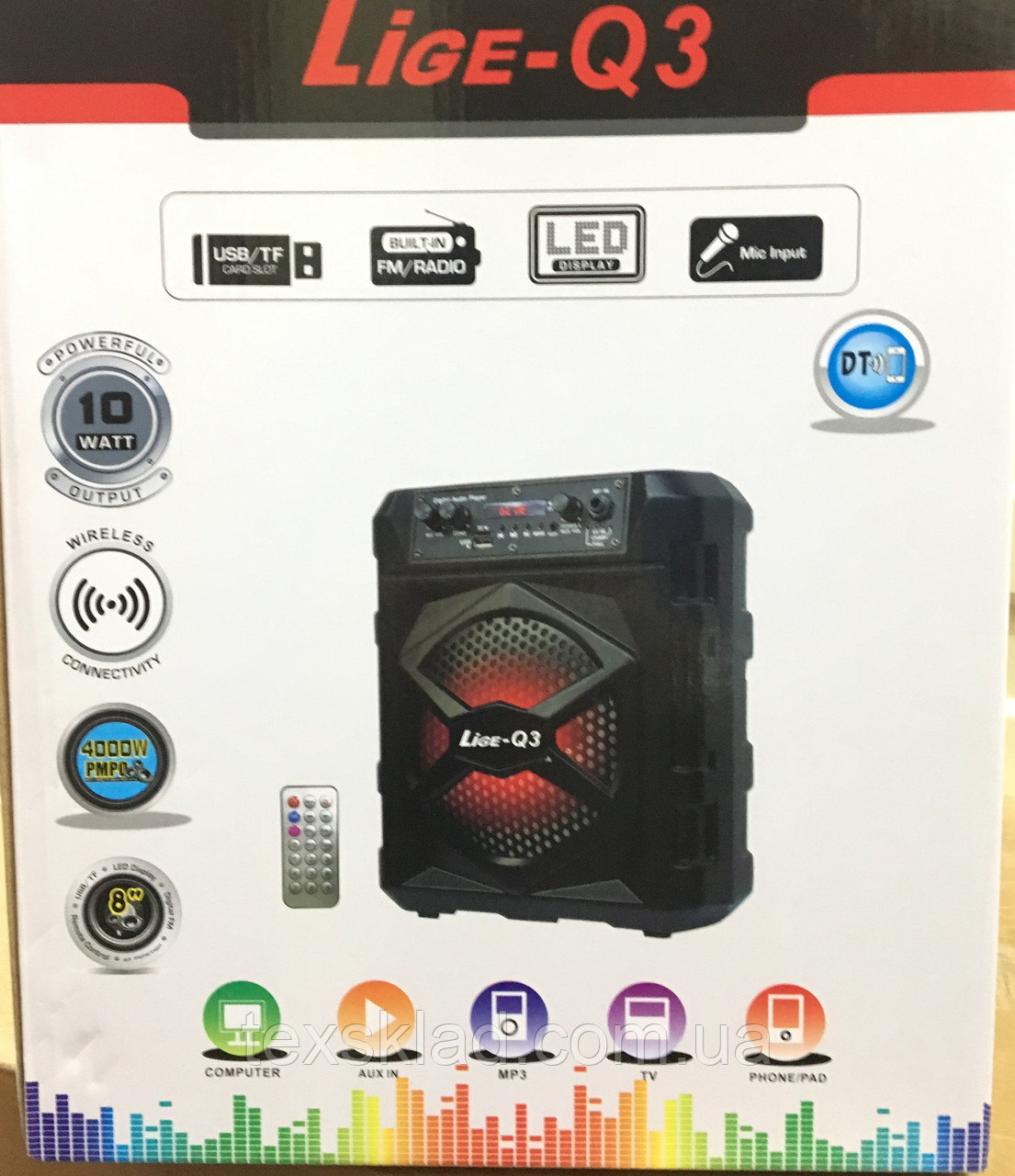 Портативная колонка Q-3 (BT/USB/FM/Аккумулятор)