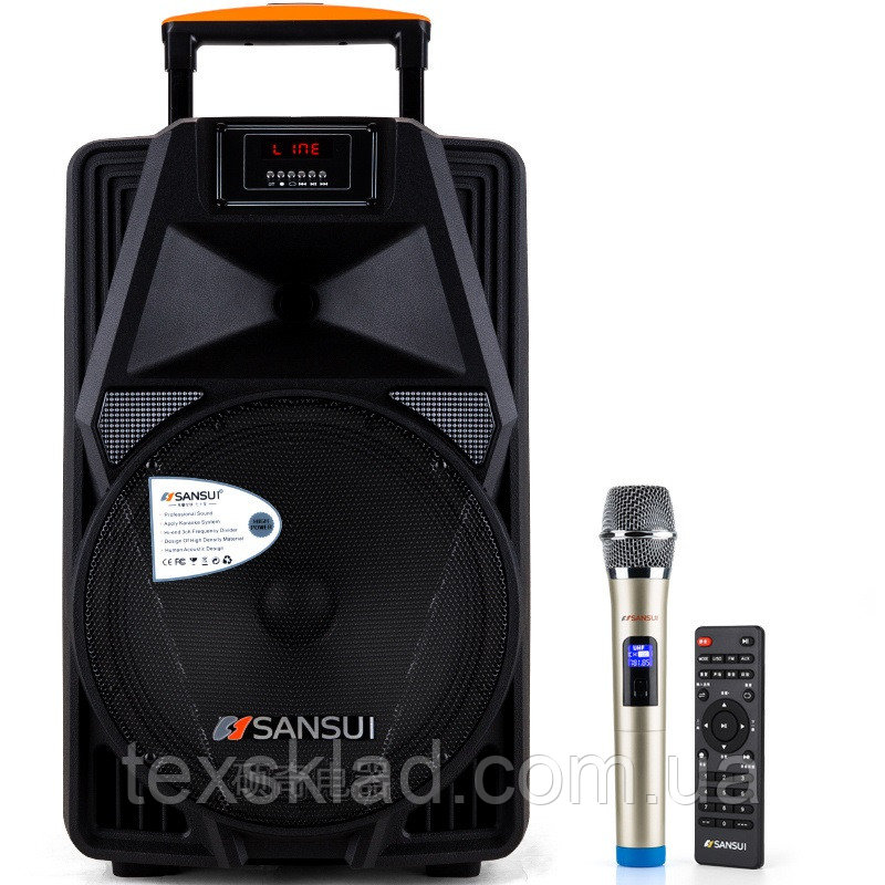 Акустика портативная с микрофоном SANSUI SS2-12 / 160W (USB/Bluetooth/AUX)
