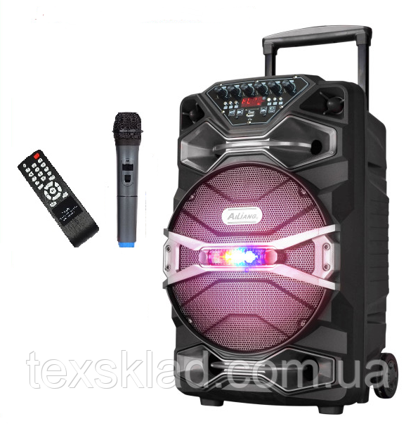 Акумуляторная колонка с микрофоном UF-1318AK 200W (FM/USB/Bluetooth)/видео обзор