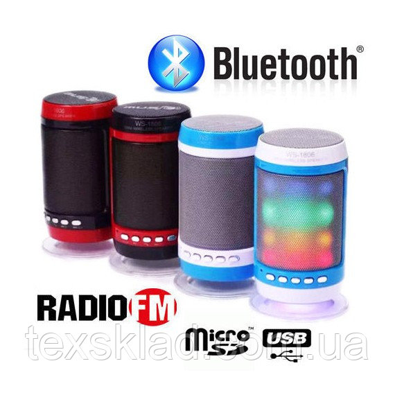 Колонка портативная с подсветкой WS-1806B (Bluetooth/USB/FM)