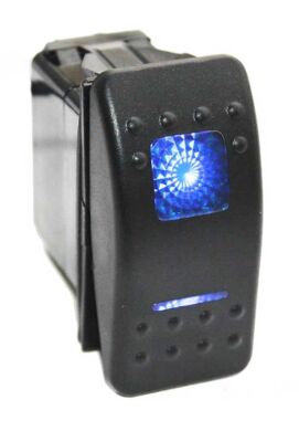 Выключатель двухпозиционный OFF/ON с синей подсветкой. 2 Led - лампы. 20 А. 12 Вольт. 5 контактов.