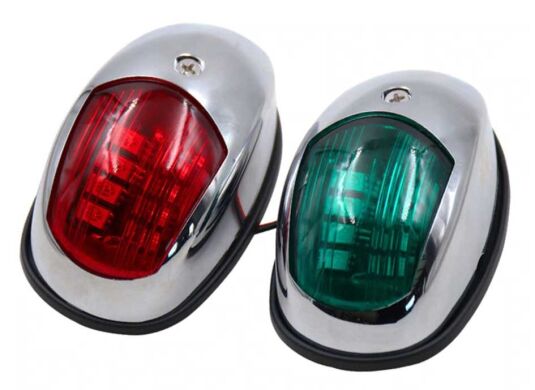 Огни ходовые на LED лампах. ПАРА. Хромированный полиамид. 12-24 В. 5 Вт. IP65. Угол свечения - 100
