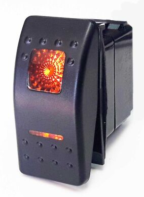 Выключатель двухпозиционный OFF/ON с оранжевой подсветкой. 2 Led - лампы. 20 А. 12 Вольт. 5 контактов.
