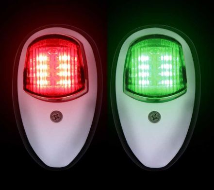 Огни ходовые на LED лампах. ПАРА. Белый полиамид. 12-24 В. 5 Вт. IP65. Угол свечения - 100
