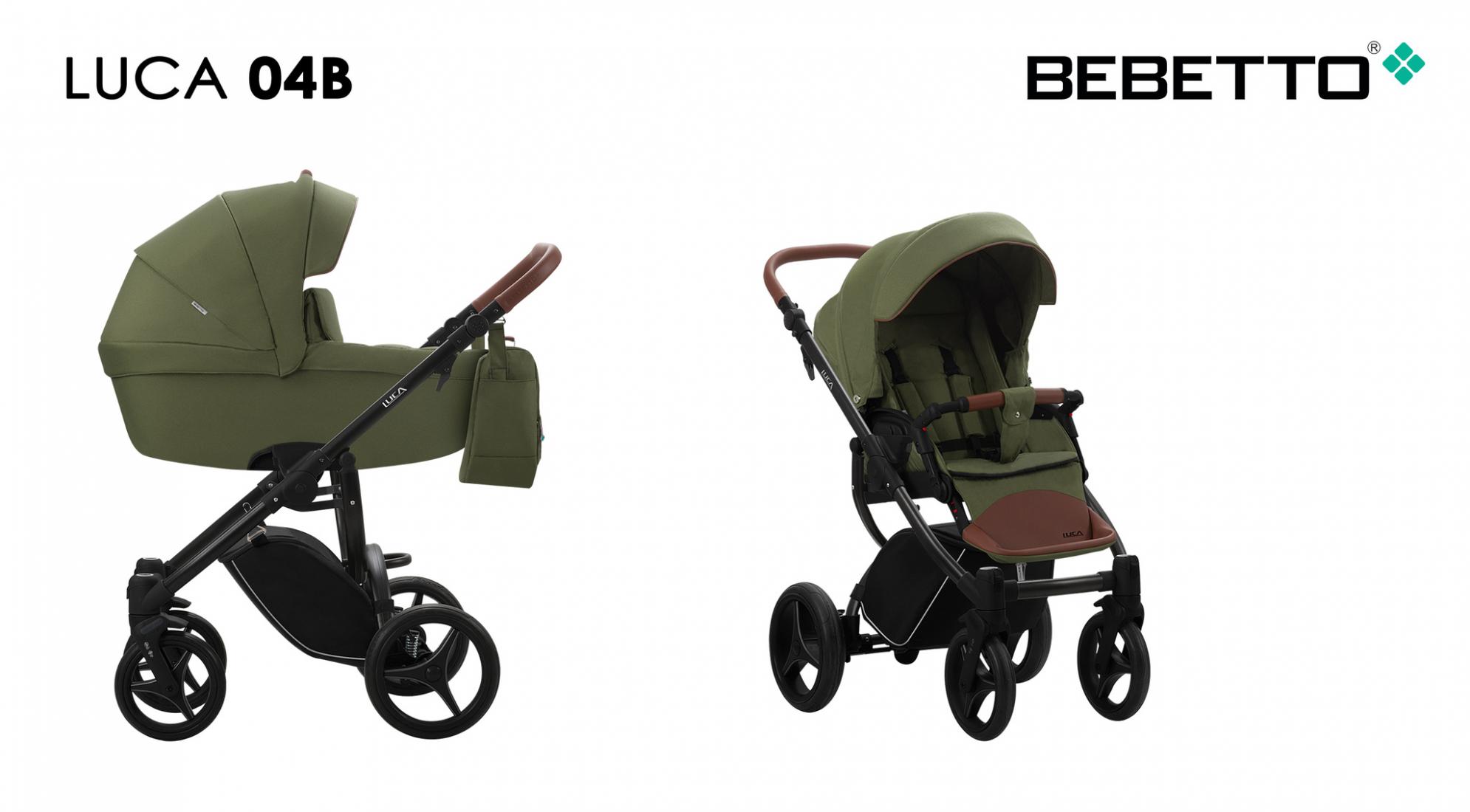 Коляска Bebetto LUCA (04) хаки, чёрная рама