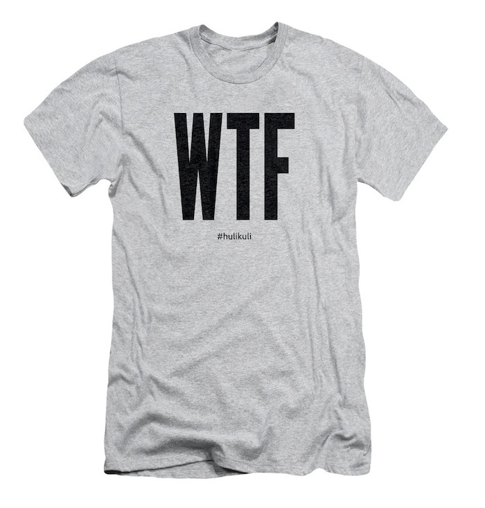 Футболка мужская с надписью "WTF" серая