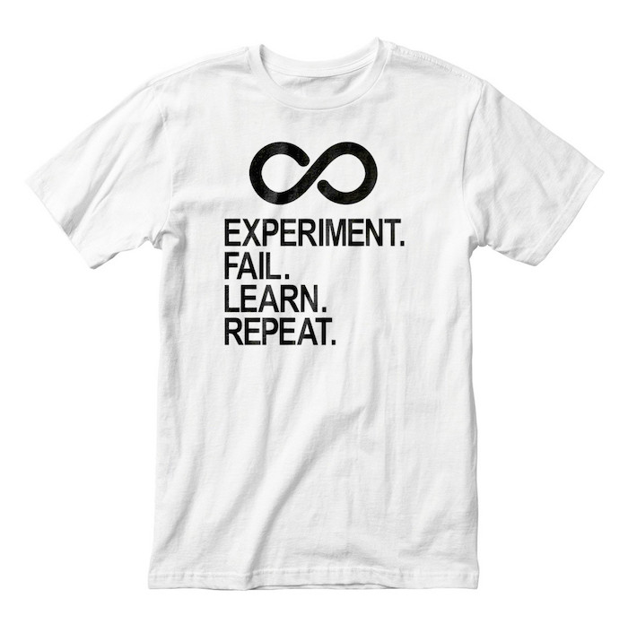 Футболка мужская с надписью "Experiment Fail Learn Repeat" белая