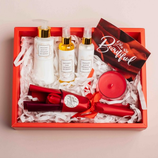 Подарочный набор "Beauty" red — подари эмоции любимой, подарок девушке