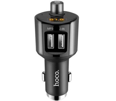 Автомобильное зарядное устройство Hoco E19 2USB Bluetooth FM launcher серый