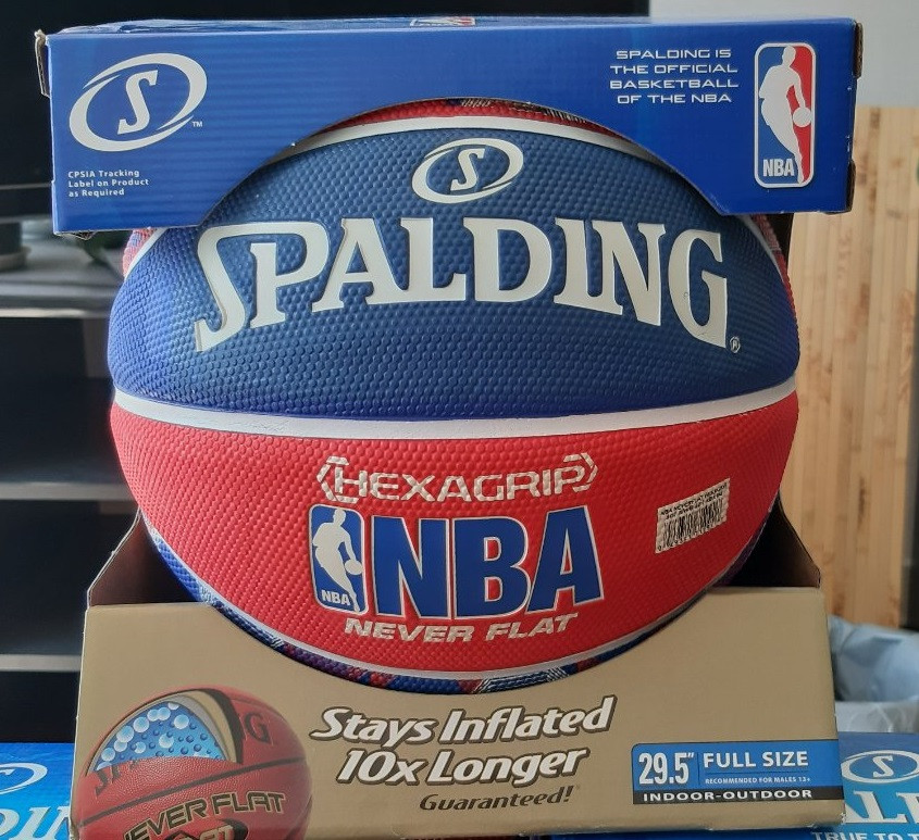 Баскетбольный мяч Spalding Neverflat NBA Hexagrip для зала и улицы!