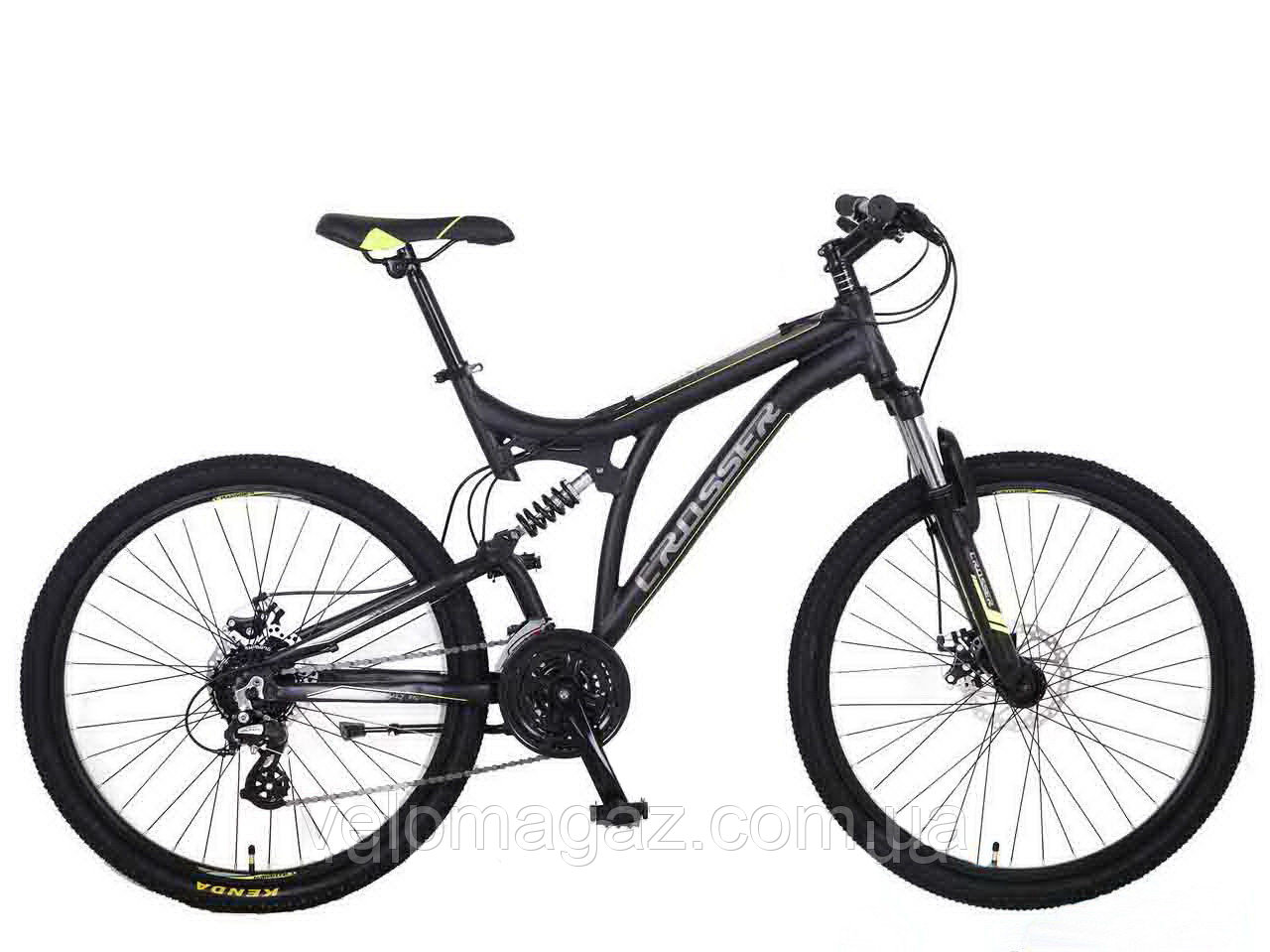 Велосипед горный Crosser Smart *19 26" черный алюминиевый двухподвесный
