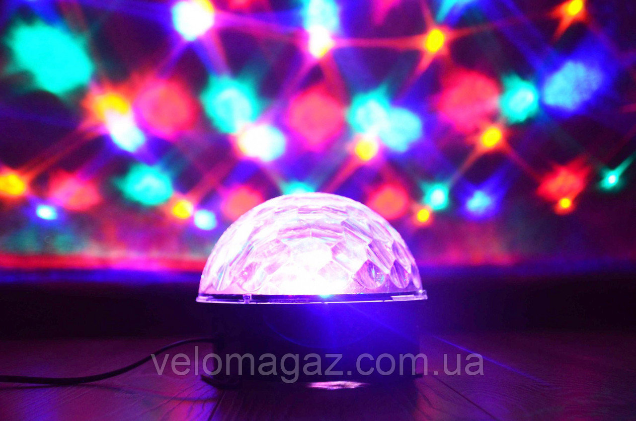 Светодиодный музыкальный ДИСКО ШАР с динамиками LED CRYSTAL MAGIC. МР3, ПУ