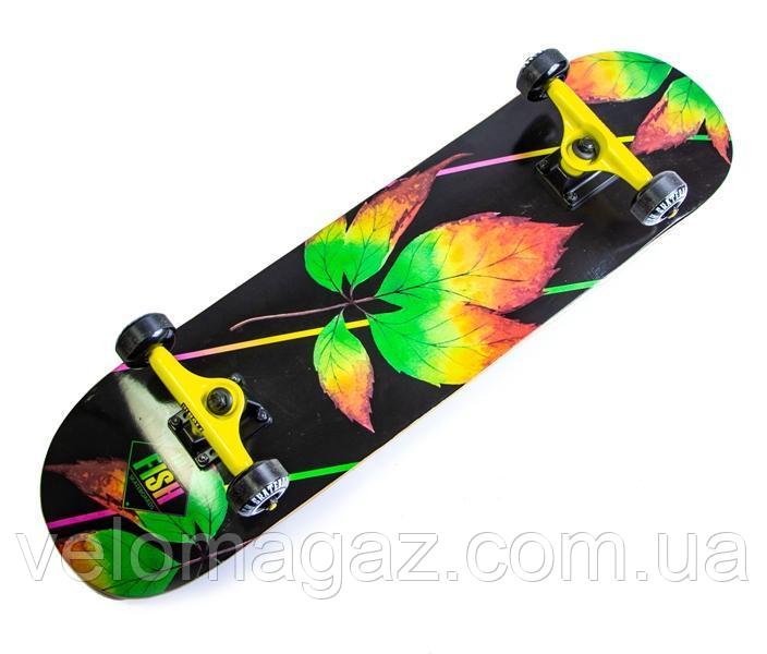Деревянный скейтборд FISH SKATEBOARD ЛИСТ, 79*20 см, клён