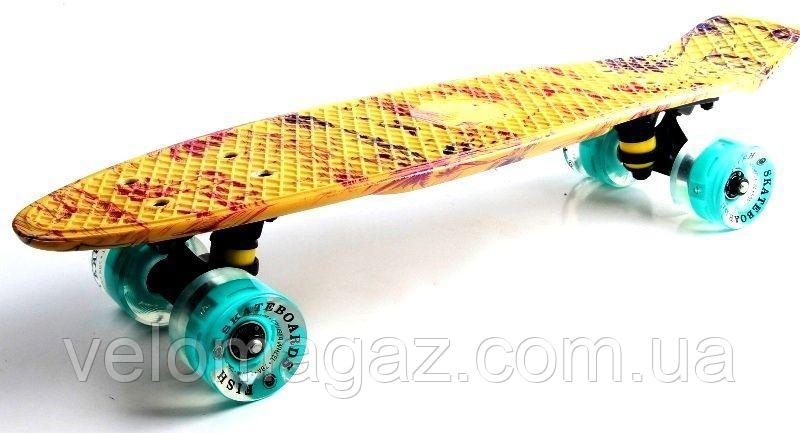 Penny Board пенниборд 22" Original Fish Skateboards PALM 2, СВЕТЯЩИЕСЯ КОЛЕСА!