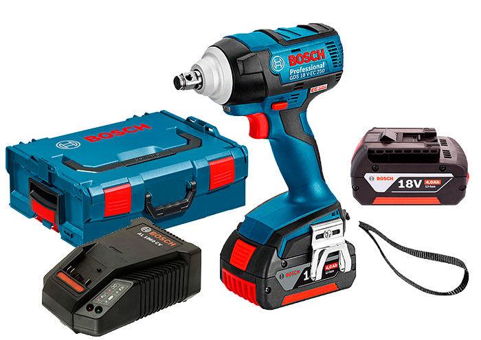 Аккумуляторный ударный гайковерт Bosch GDS 18 V-EC 250 + з/у AL 1860 CV + 2 x акб GBA 18V 5.0 Ah + L-boxx (06019D8120)