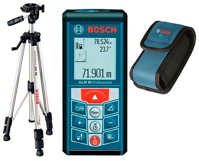 Лазерный дальномер Bosch GLM 80 + штатив Bosch BT 150 + чехол (06159940A1)