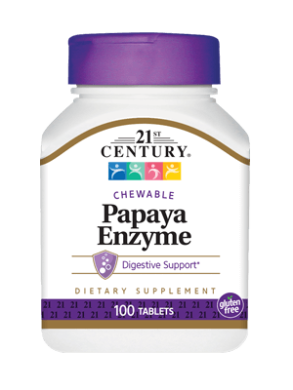 Папаин, Papaya Enzyme, 21st Century, 100 таблеток