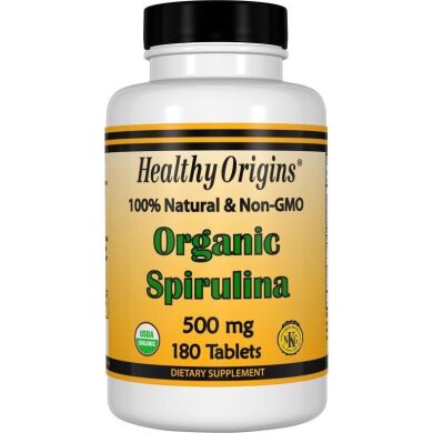 Спирулина, Healthy Origins, Spirulina, (Organic), 500 мг, 180 таблеток