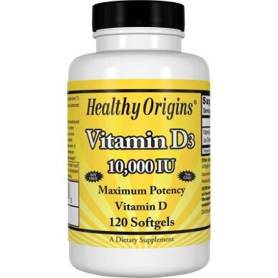 Витамин Д3, Vitamin D3, Healthy Origins, 10 000 МЕ, 120 капсул