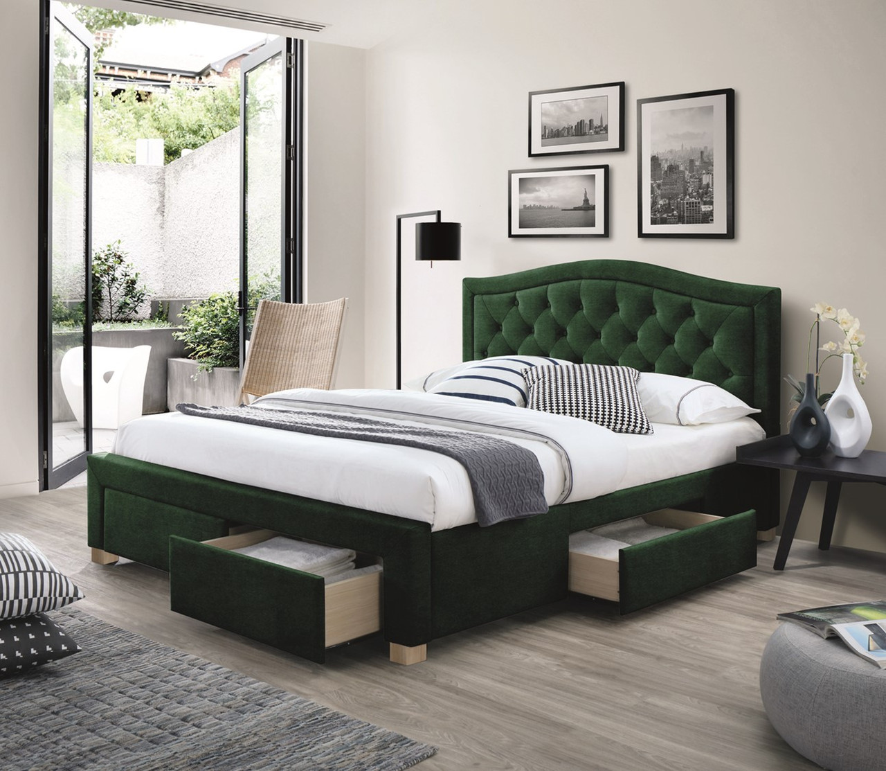 Кровать двуспальная Signal ELECTRA 160x200 зеленая TAP. 76