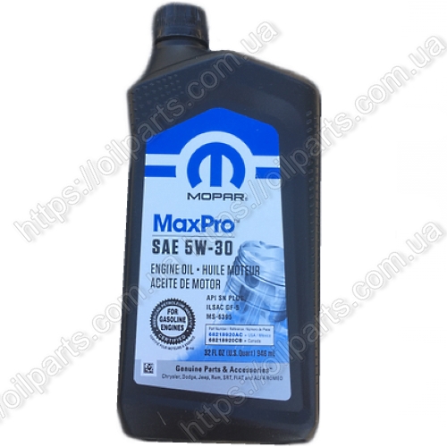 Масло MOPAR MaxPro SAE 5W-30 Engine Oil 1qt 68218920AC
