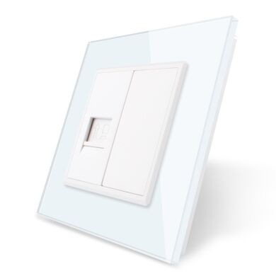 Компьютерная розетка RJ-45 Livolo белый стекло (VL-C791C-11)