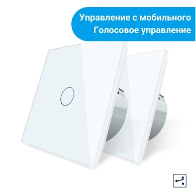 Комплект Сенсорных проходных выключателей Livolo Wi-Fi управление белый (VL-C701SZ/C701S-11)