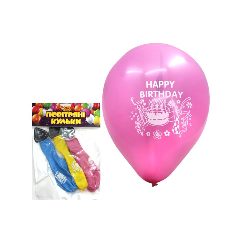 Повітряні кульки ТІКІ 5 штук Happy Birthday з лампочкою TK-53453