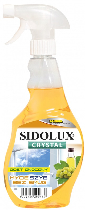 Засіб для миття вікон і скляних поверхонь Sidolux Crystal, 0.5 л, Фруктовий оцет