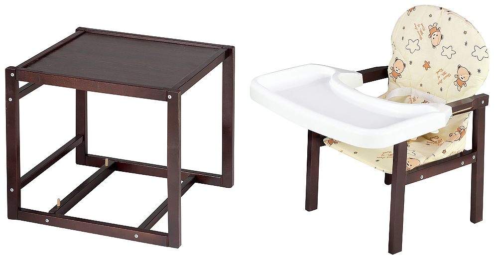 Стульчик- трансформер Babyroom Пони-220 тонированный пластиковая столешница бежевый (мишки, коричневые звезды)