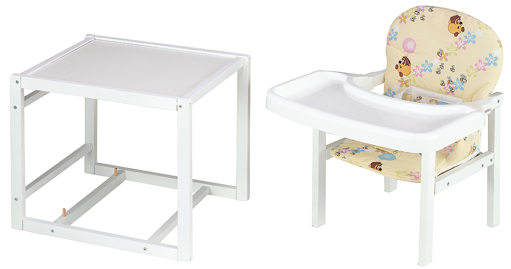 Стульчик- трансформер Babyroom Пони-240 белый пластиковая столешница бежевый (винни пух)