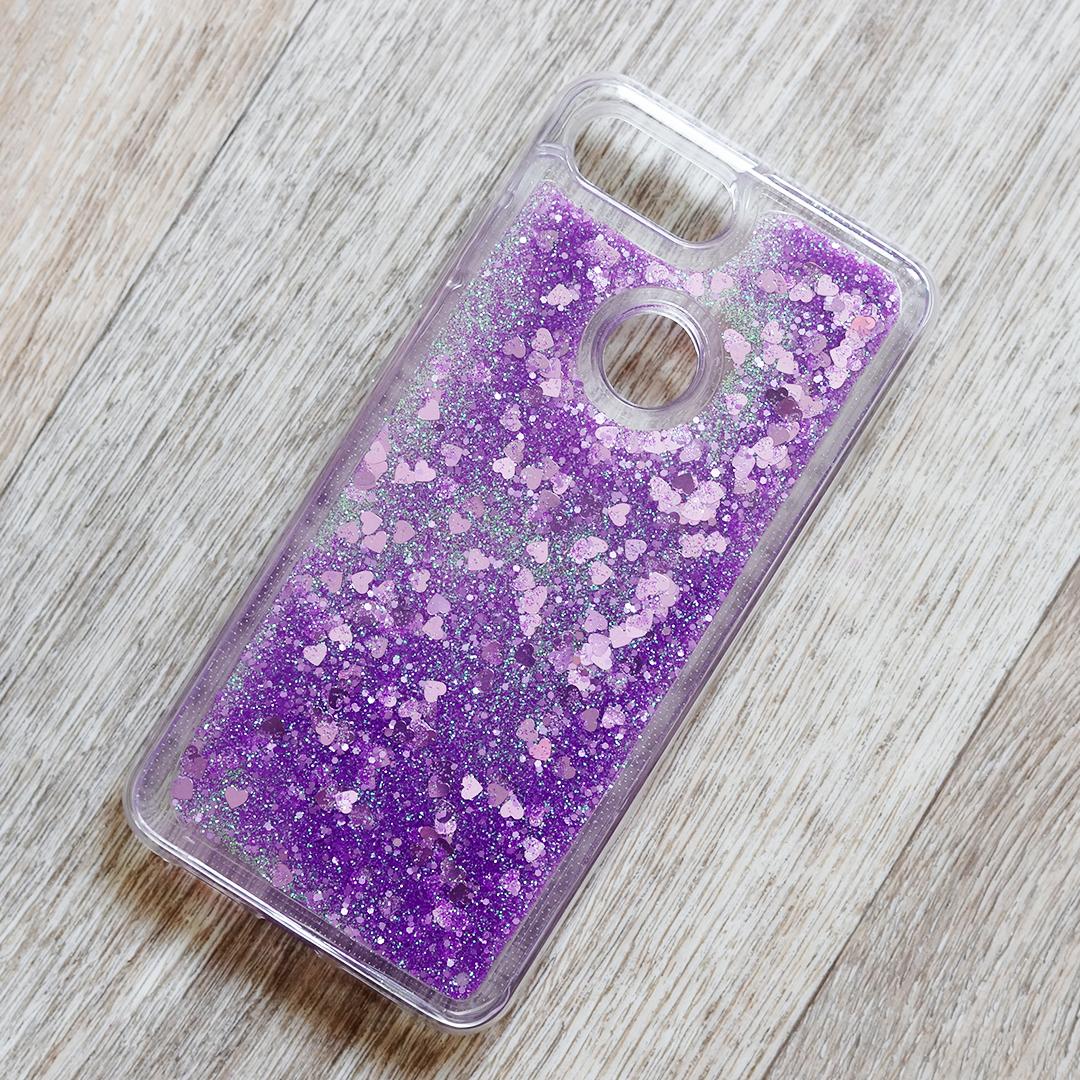 TPU чехол-аквариум Aquarium stars для Xiaomi Mi 8 Lite (сердечки и фиолетовые блестки )