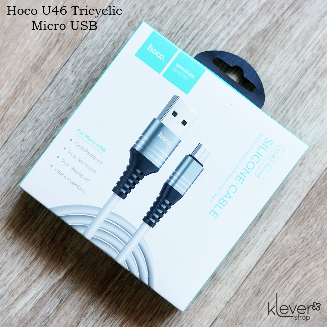 Оригинальный кабель синхронизации и зарядки Hoco U46 Tricyclic Micro USB (1м, 2А, серый)