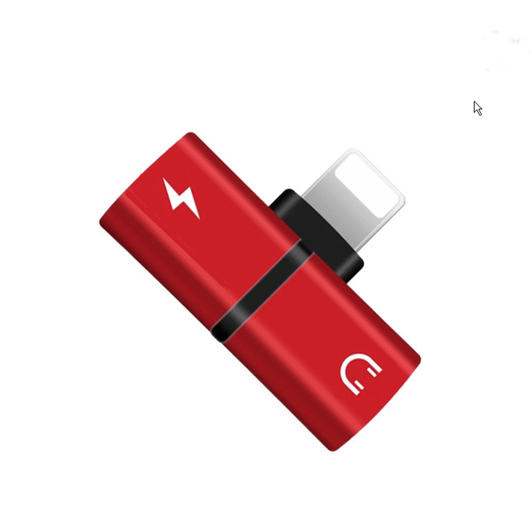 Переходник Lightning splitter Tianmeng Star для iPhone и iPad (2 Lightnig для наушников и зарядки, красный)